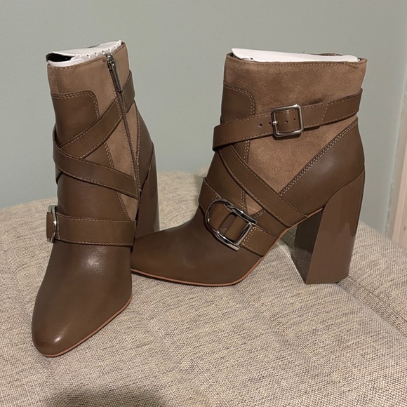 Vince Camuto Shoes - Vince Camuto Erillie Wild Mushroom Ankle Booties with Buckle Detail